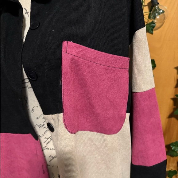 SHEIN Black and Pink Color-Block Utility Jacket - Picture 6 of 6